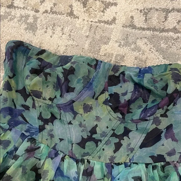 NWT Lulu's Strapless Floral Dress - Green and Blue - Picture 3 of 4